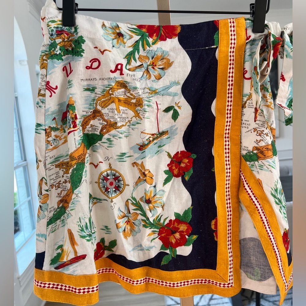 Celandine Linen Blend Wrap Mini Skirt